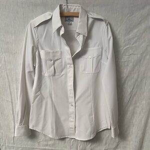 A Cut Above Women’s White Button Down Pilot Shirt
